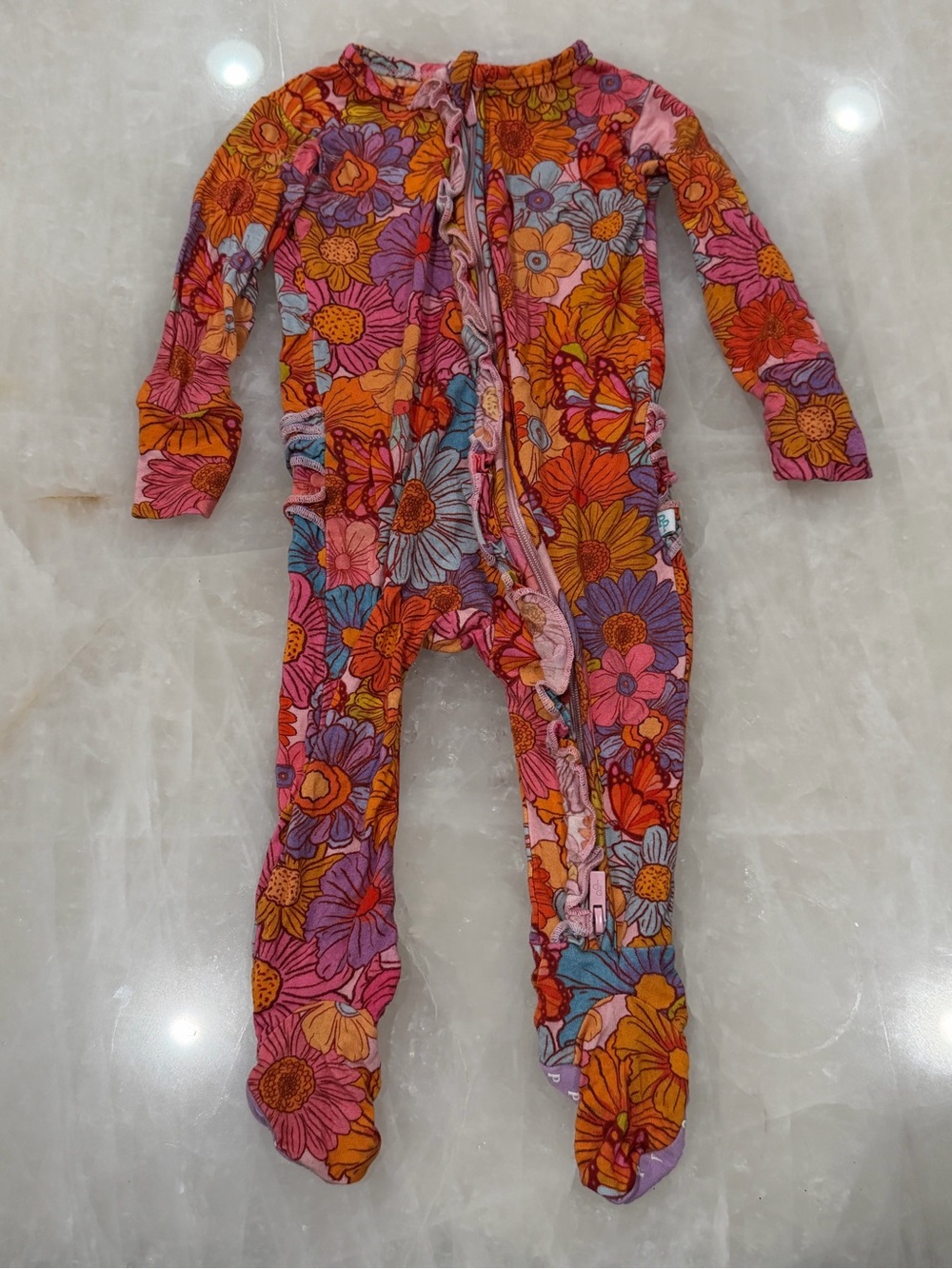 Posh Peanut Floral Footed One-Piece PJ- Pink, Orange, Purple